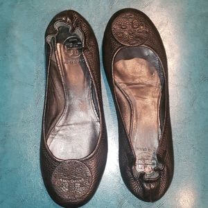 Tori Burch black leather ballet flats